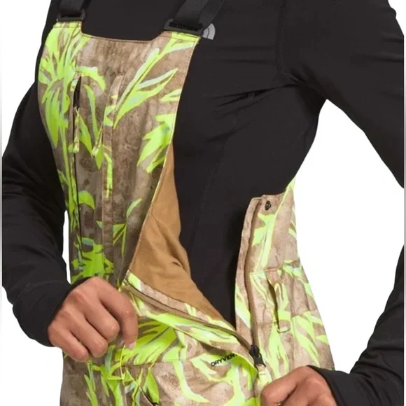 The North Face Freedom Insulated Ski Bib Utility Brown Prairie Print Small NEW - Picture 3 of 16